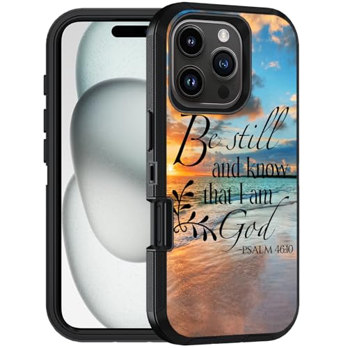 Designed for iPhone 16 Pro Case, Military Grade Heavy Duty 3-Layer Shockproof Drop Full-Body Protective Phone Cover for iPhone 16 Pro (6.3" 2024), Quotes Bible Verse Psalm 46:10 - color: Quotes Bible Verse Psalm 46:10, size: iPhone 16 Pro 6.3"