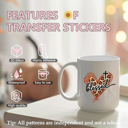 AFRITEE UV DTF Cup Wraps - 20 Sheets Christian Bible Verse UV DTF Stickers for 16 oz Glass, Faux Yarn Religion Inspirational Quotes Waterproof Transfer Sticker Decals for DIY Water Bottle Mug Crafts - style: Bible Verse