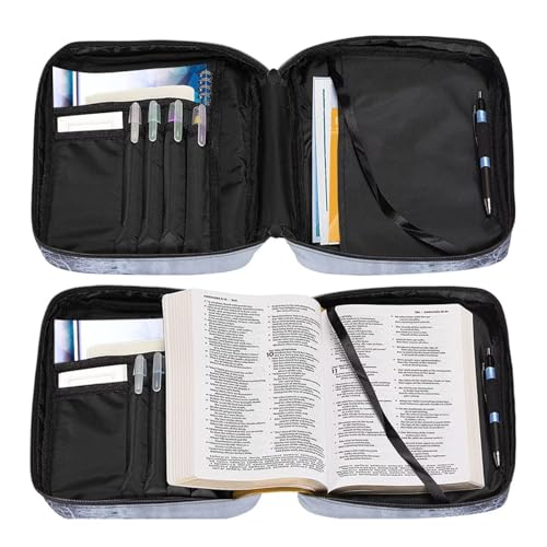 Bible Cover Church Carrying Book Case Polyester Bible Protective with Pen Slots and Zippered Pocket Customizable - color: Elk
