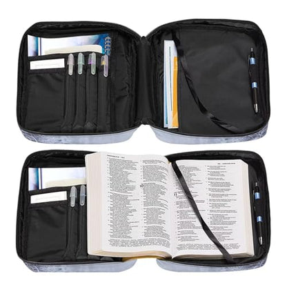 Bible Cover Church Carrying Book Case Polyester Bible Protective with Pen Slots and Zippered Pocket Customizable - color: Elk