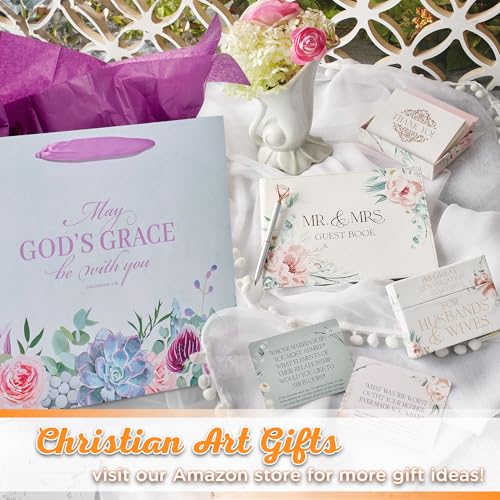 Christian Art Gifts Landscape Gift Bag with Card and Tissue Paper Set - God's Grace - Colossians 4:18 Inspirational Bible Verse, Purple/Blue, Large - color: God's Grace/Purple, style: Large Landscape