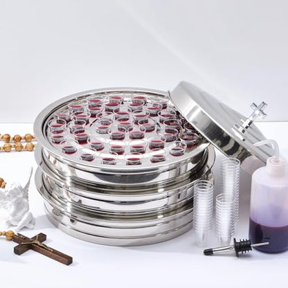 Zhehao 3 Sets Holy Communion Trays for Churches with Lid, Churches Cup Fillers, 100 Disposable Communion Cups (Silver) - color: Silver
