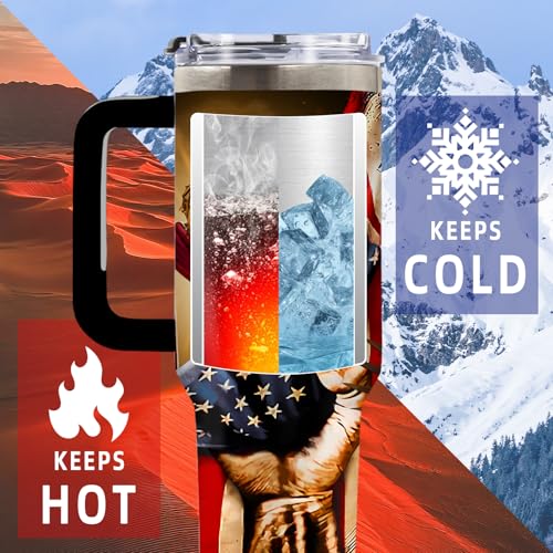 DUUV American Flag Cross Eagle Tumbler 40oz, Insulated 4th of July Cup Gift - color: Pride Flag