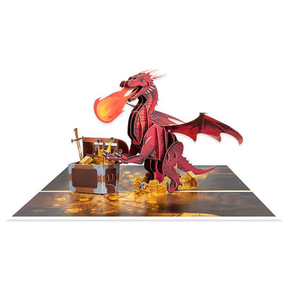3D Pop Up Interesting Cards for men - Dragon Greeting Card - color: Fire-breathing dragon
