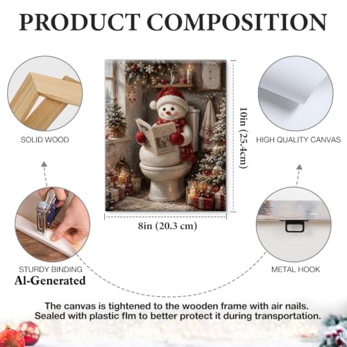 Cute Funny Snowman Christmas Bathroom Wall Art Decor 8x10 Inch Framed - color: Wall-10, size: 10"L x 8"W