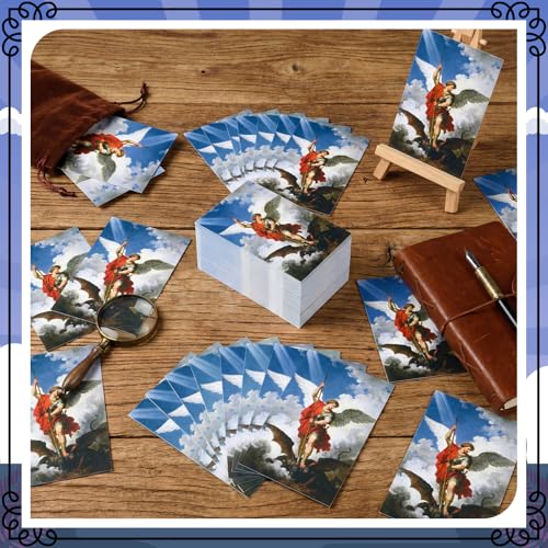 Motiskyy 120Pcs Catholic Gift Spanish Saint Michael The Archangel Holy Card - style: Spanish Michael Style