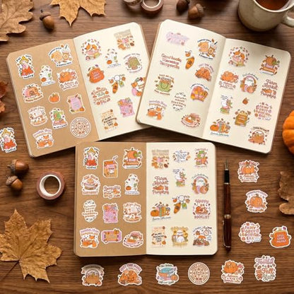 100 Pcs Fall Bookish Stickers for Adult, Vinyl Pumpkin Decals - style: Fall Bookish