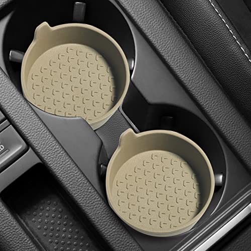 4 Packs Silicone Car Cup Holder Coasters,Car Coasters for Cup Holders,Universal Removabl Vehicle Cup Holder Coasters for Most Cars, Trucks, RVs (Beige) - color: Beige