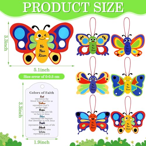 Suzile 30 Pcs Christian Easter Crafts for Kids Religious Salvation Story Butterfly Church Bible DIY He Has Risen Jesus Crafts for Kids Easter Sunday School Classroom Home Activities Holy Week Favor