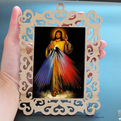 12 Pcs Divine Mercy Wooden Frames, Baptism Christening Memorial Event Gifts
