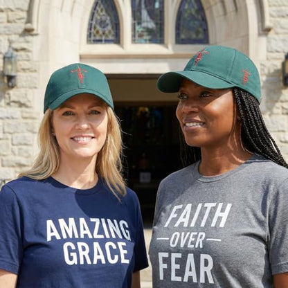 Christian Faith Cross Hats, Embroidered Baseball Caps for Men & Women - color: Green