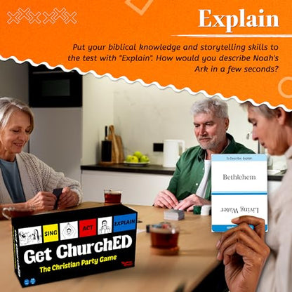 Kulture Games Get ChurchED | The Christian Party Game| Christian Gifts & Cards | Bible Trivia Game | Charades Games | Family & Youth Groups | Bible Quiz (Sing, Act/Charades, Explain) - style: Get ChurchED