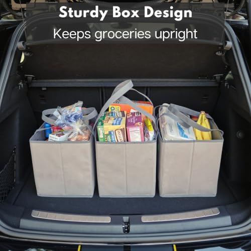 Reusable Grocery Bags (3 Pack) – Heavy Duty Shopping Bags, Gray - color: Gray