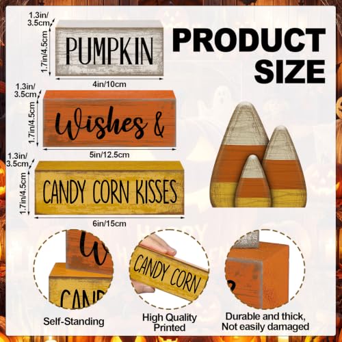 Lineshading 4 Pcs Fall Decoration For Home Wooden Candy Corn Stacked Blocks - style: Candy Corn