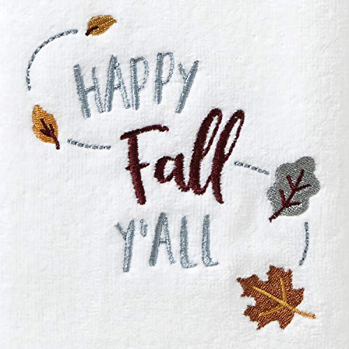 SKL Home Fall/Harvest/Autumn Happy Fall Y'all Hand Towel Set for Bath/Kitchen/Bar & Gift, 16" x 25", White 2 Count