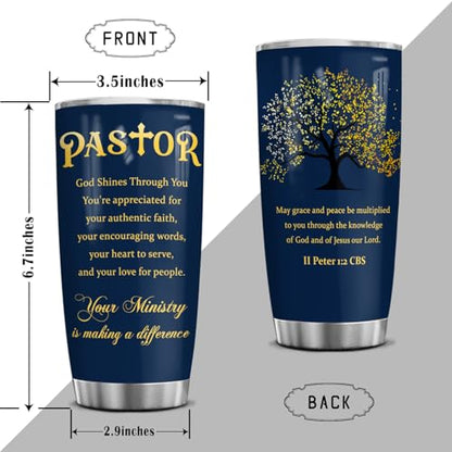 20 Oz Tumbler for Men, Ministry Appreciation, Retirement, Youth Pastor Birthday Christmas Cup Mug, Religious Scripture, Baptism Christian, Pastoral Gift