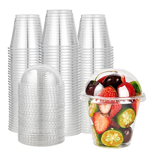Lilymicky 200 PACK 9 oz Clear Plastic Cups With Dome Lids for Dessert - color: Dome Lids-9 oz