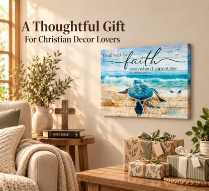 HSHFKLH Christian Bible Inspirational Canvas Wall Art 12x16in - color: Sea turtles-Canvas, size: 16"L x 12"W