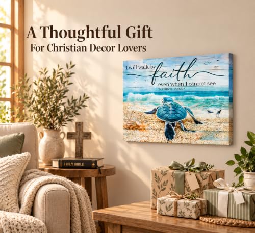 HSHFKLH Christian Bible Inspirational Canvas Wall Art 16x24in - color: Sea turtles-Canvas, size: 24"L x 16"W
