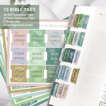 Taja Bible Tabs, 75 Large Print Index Tabs for Women & Men - color: R-coastal Grace
