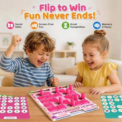 Matching Memory Game for Kids, Pink - color: Pink