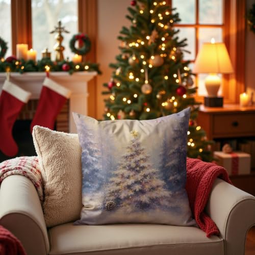 DOFOZ Rustic Snowy Christmas Tree Winter Forest Pillow Cover 18x18 Inch - color: 44 Color