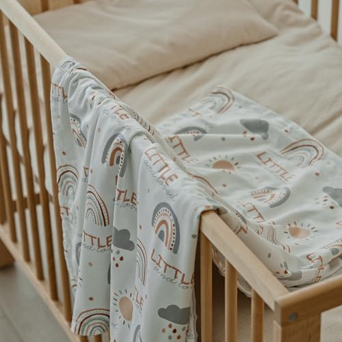 Fleece Baby Blankets for Girls & Boys, Infant Toddler Blanket - color: Light Gray Rainbow