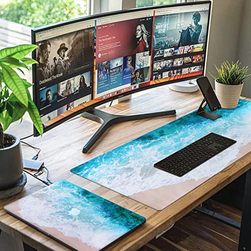 iCasso Extended Gaming Mouse Pad,35.4 x 15.7in Desk Pad,Beach - color: Beach