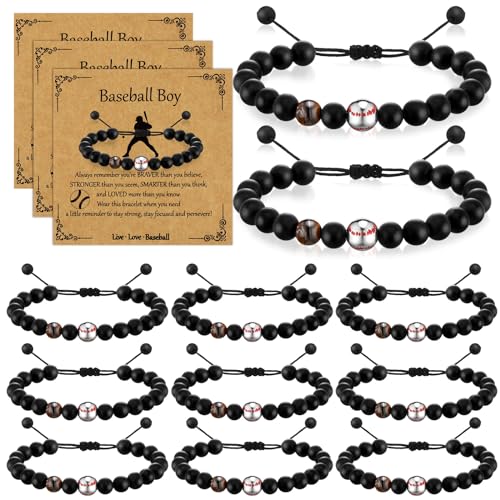 12 Set Sport Adjustable Bracelets Gift - color: Black, size: Baseball
