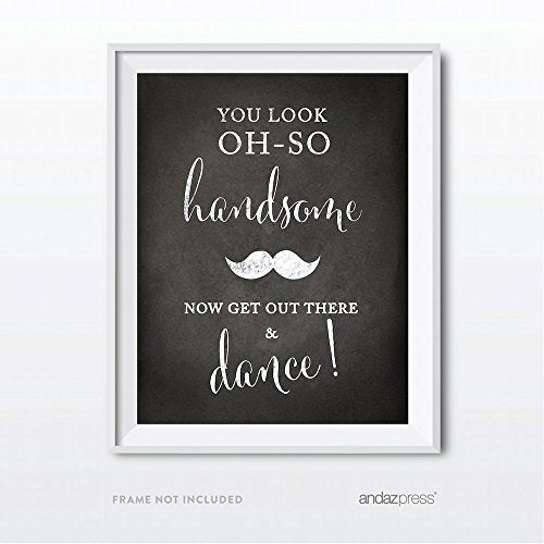 Andaz Press Wedding Party Signs, Vintage Chalkboard Print, 8.5x11-inch, Ladies Gloss Your Lips, Gents Comb Your Mustache Bathroom Restroom Signs, 2-Pack - color: Bathroom Gloss Your Lips