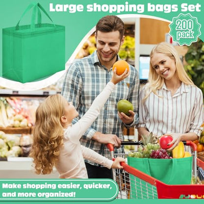 Windyun Reusable Grocery Bags Non Woven with Handles - color: Forest Green