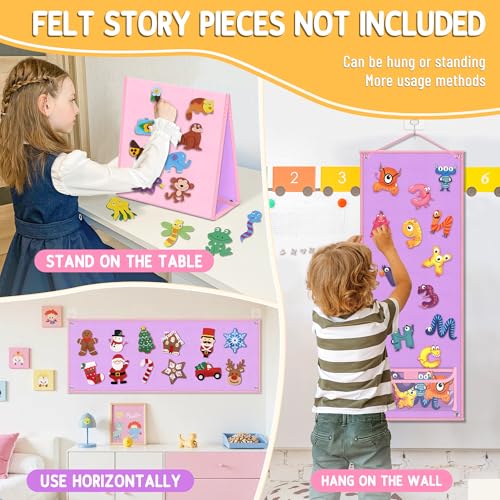 Felt Board for Toddlers, Double-Sided Flannel Board, Reversible Pink/Purple - color: Pink