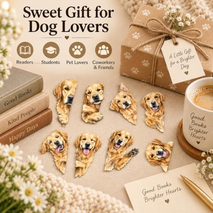 Golden Retriever Gifts for Women - Golden Retriever Magnetic Bookmarks 8PCS, Cute Dog Page Markers with Peek Design, Gifts for Dog Lovers Women, Book Accessories for Readers & Planners - style: Golden Retriever Gifts for Women