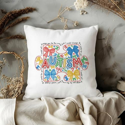 QIYUHOY Preppy Bow Autism Awareness Throw Pillow Covers, 18x18 Inch - color: 007-motivational