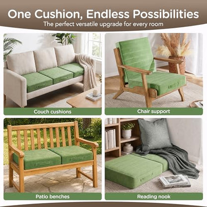 Codi Couch Cushion Replacements 2 Pack, 5 Inch High-Density Foam, 24 Inch - color: Green, size: 24 Inch (Pack of 2)
