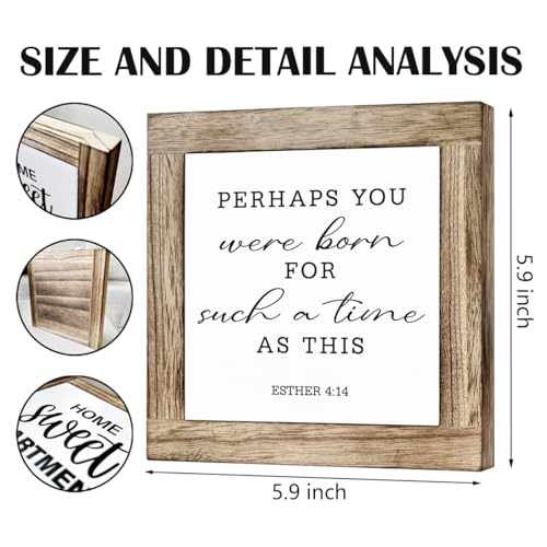 Inspirational Wooden Plaque, Christian Home Office Decor, Bible Verse Artwork Wooden Box Sign, Christian Affirmation Gift for Women Men, Perhaps You were Born for Such A Time as This Sign - color: Christian28