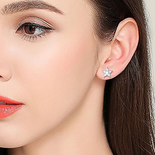 S925 Sterling Silver Heart Dangle Drop Earrings for Women Jewelry Gift - style: Crescent Stars
