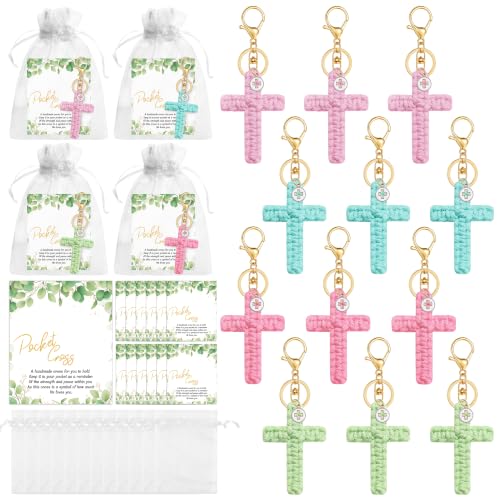 ANGOLIO 36PCS Cross Keychains with Gift Cards Christian Gift Bulk for Women