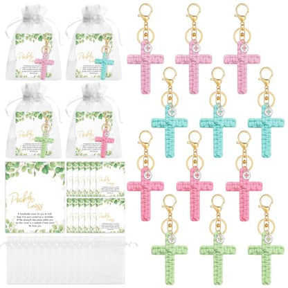 ANGOLIO 36PCS Cross Keychains with Gift Cards Christian Gift Bulk for Women