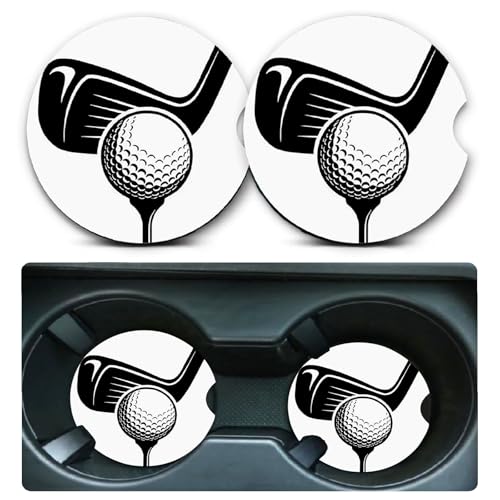 2 Pack Golf Car Cup Holder Coasters Universal Neoprene Coasters - color: Golf