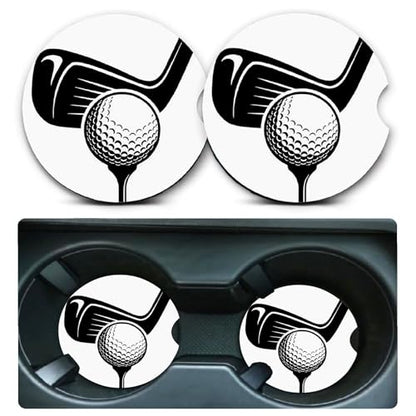 2 Pack Golf Car Cup Holder Coasters Universal Neoprene Coasters - color: Golf