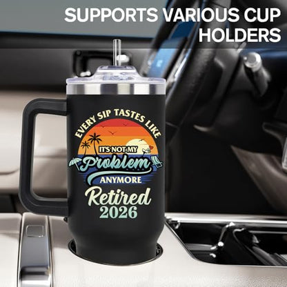 Retirement Gifts for Men Woman 2026 - Funny Retirement Tumbler 40oz, Retired Gift for Women Men Coworkers Boss From Colleague Friend Family, Goodbye/Going Away/Farewell Gifts Coffee Tumbler Cup - color: Retired 2025