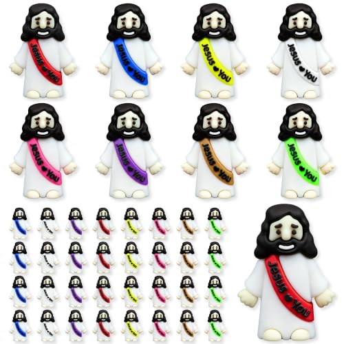 ILHSTY 50 Pcs Little Jesus Figures– Rubber Mini Jesus Figurines in Bulk Christian Doll Tiny Baby Jesus Loves You Figures for Hide and Seek Easter Egg Fillers Egg Hunt Religious Party Favors - color: Mix Color 8