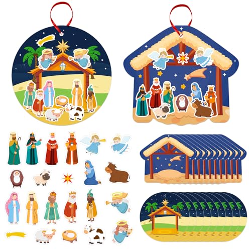 FaCraft Religious Craft Sticker for Kids - Make a Nativity Scene Stickers - color: D-24pcs