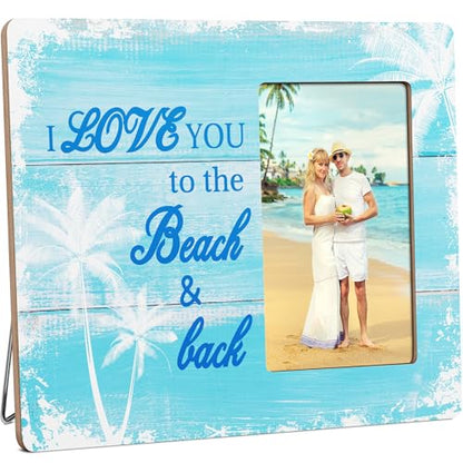 Beach Picture Frame Gifts for Couples, I Love You Beach Wedding Wooden Picture Frames, 4x6 inch Photo - color: Purple