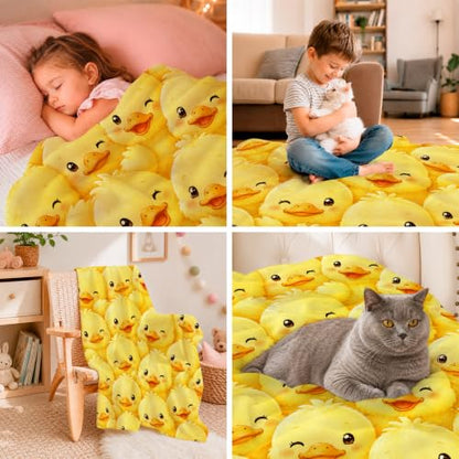 Cute Yellow Duck Throw Blanket Kawaii Duckling Stuff Gifts 40''X50'' - color: Duck, size: 40''x50''