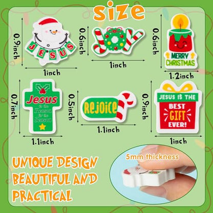 ANGOLIO 60Pcs Christian Mini Cartoon Bulk Erasers Merry Christmas Party Pencil Top Erasers Jesues Religious Cross Pattern for Classroom Activities Rewards Game Prizes Bible Christmas Party Supplies - style: Christian