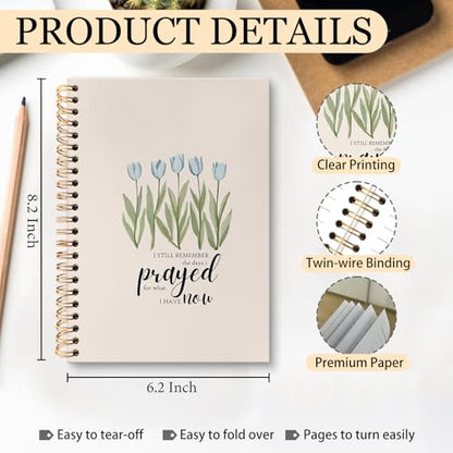 huester Christian Tulip Floral Notebook Journal, Religious Prayer Journal for Women, I Still Remember the Days I Prayed Bible Notebooks for Note Taking, Bible Hardcover Spiral Notebook, 5.5x8.3 Inch - color: Christian05
