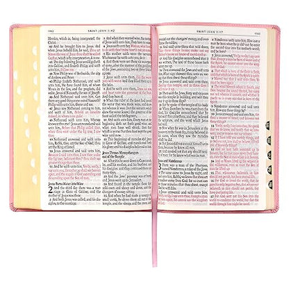 KJV Holy Bible, Giant Print Full-size Faux Leather Red Letter Edition - Thumb Index & Ribbon Marker, King James Version, Pink (KJV Full Size GP Editions)