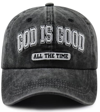 God is Good All The Time Hat for Men Women, Christian Baseball Cap - color: Black